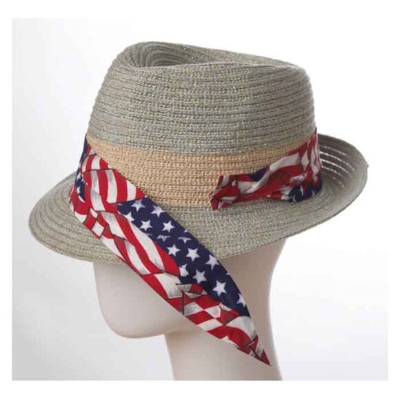 Hat Band - 3-Pleat Poly/Cotton "American Flag" with 2-End Hooks - Picture 2 of 3